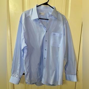 Vacci Long Sleeve Large Men's Dress Shirt Thin Blue Pin Stripe Cotton Nylon